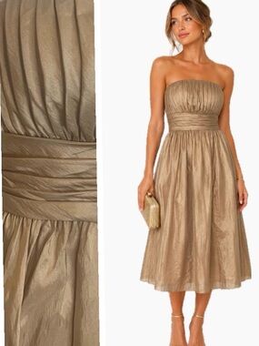 Bill Levkoff, Elegant gold Strapless Dress, Size 4